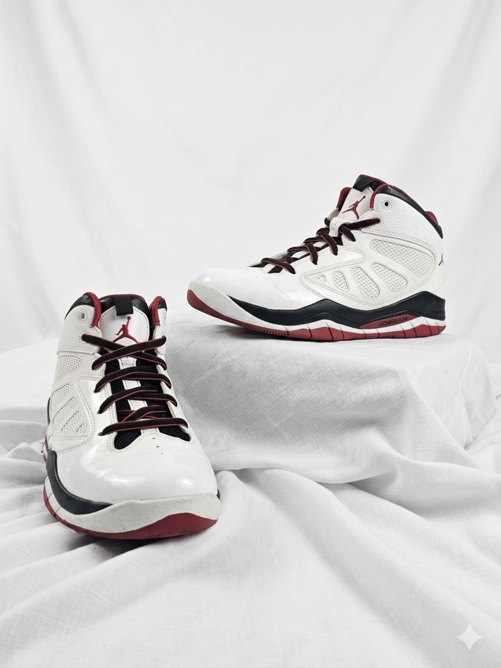 Air Jordan Men’s White & Red High-Top Basketball Shoes